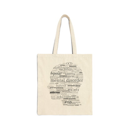 Mental Disorder Silhouette Cotton Canvas Tote Bag