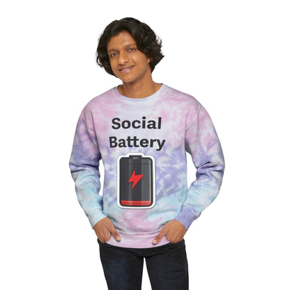 Social Battery Low Unisex Tie-Dye Sweatshirt