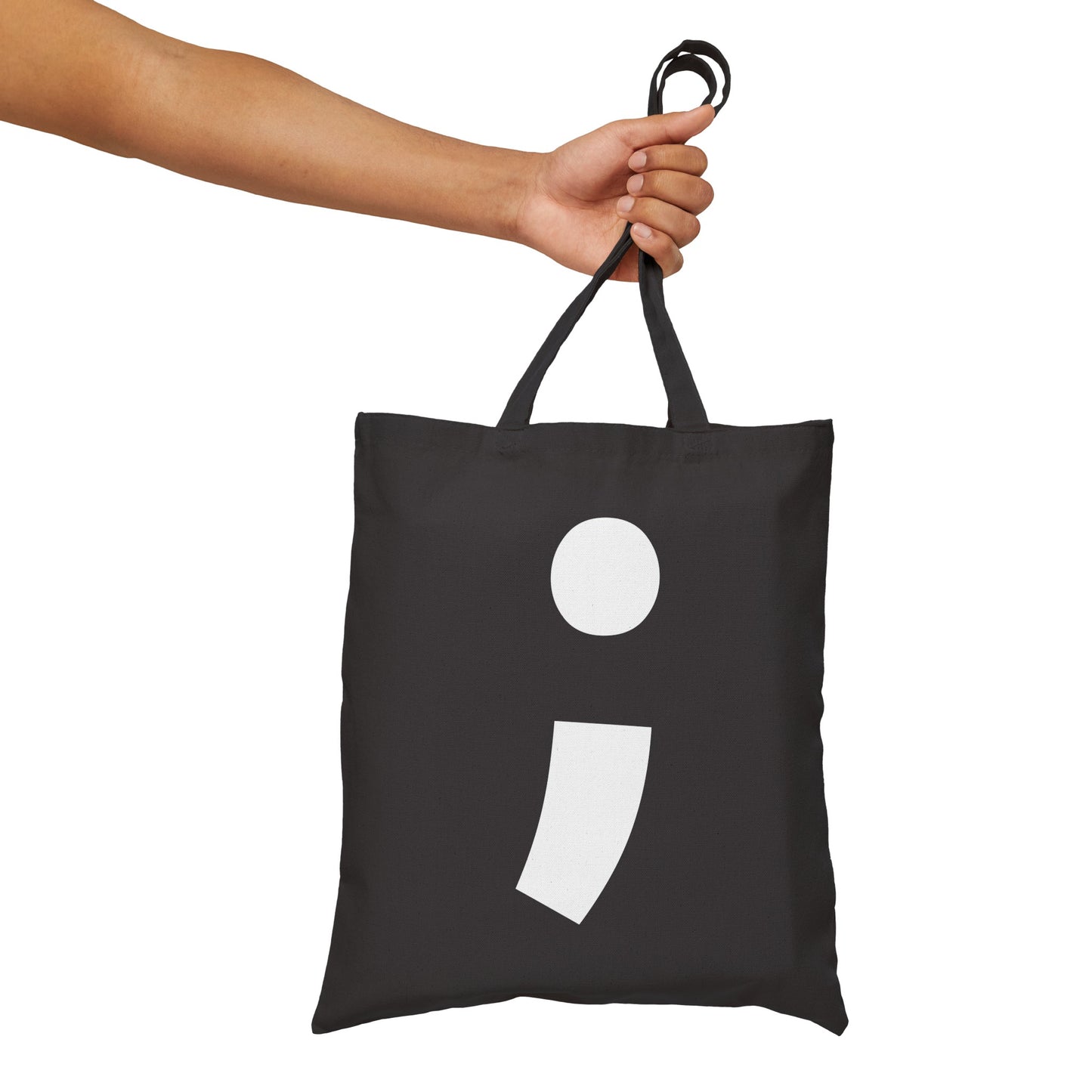 Semi-Colon ; Cotton Canvas Tote Bag