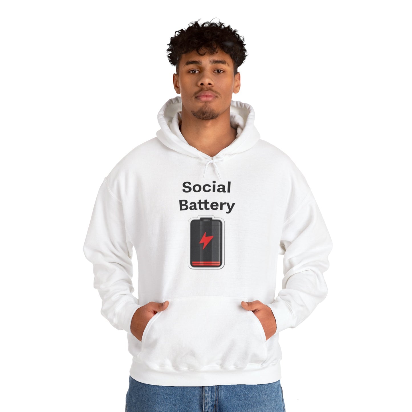 Social Battery Low Heavy Blend™ Hooded Sweatshirt