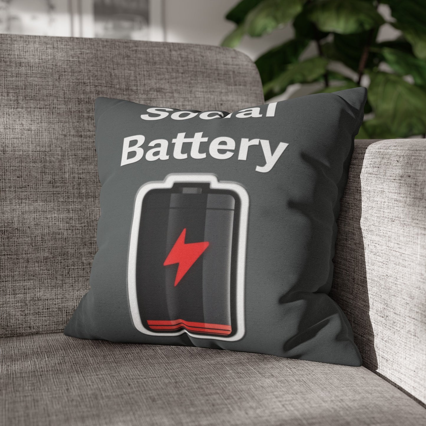 Social Battery Low Spun Polyester Square Pillowcase