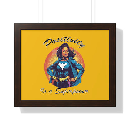 Positivity is a Superpower Female Superhero Framed Horizontal Poster