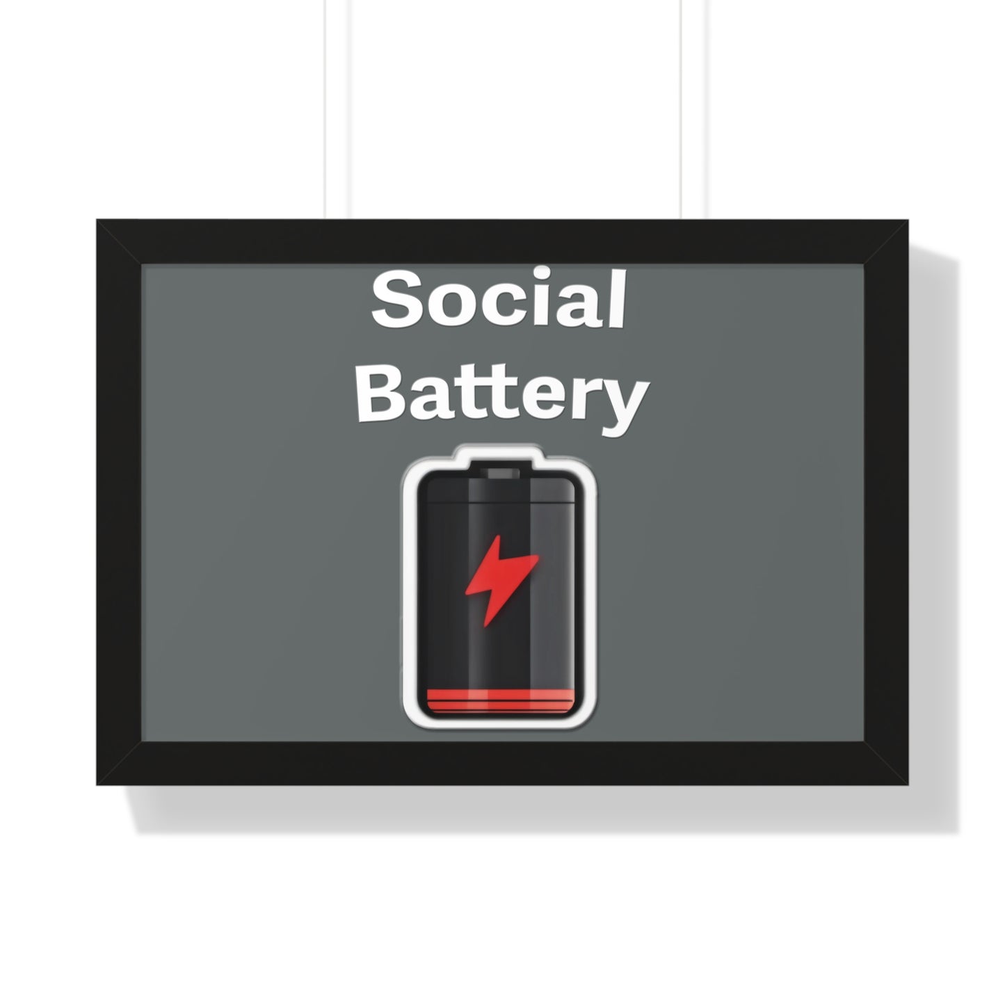 Social Battery Low Framed Horizontal Poster