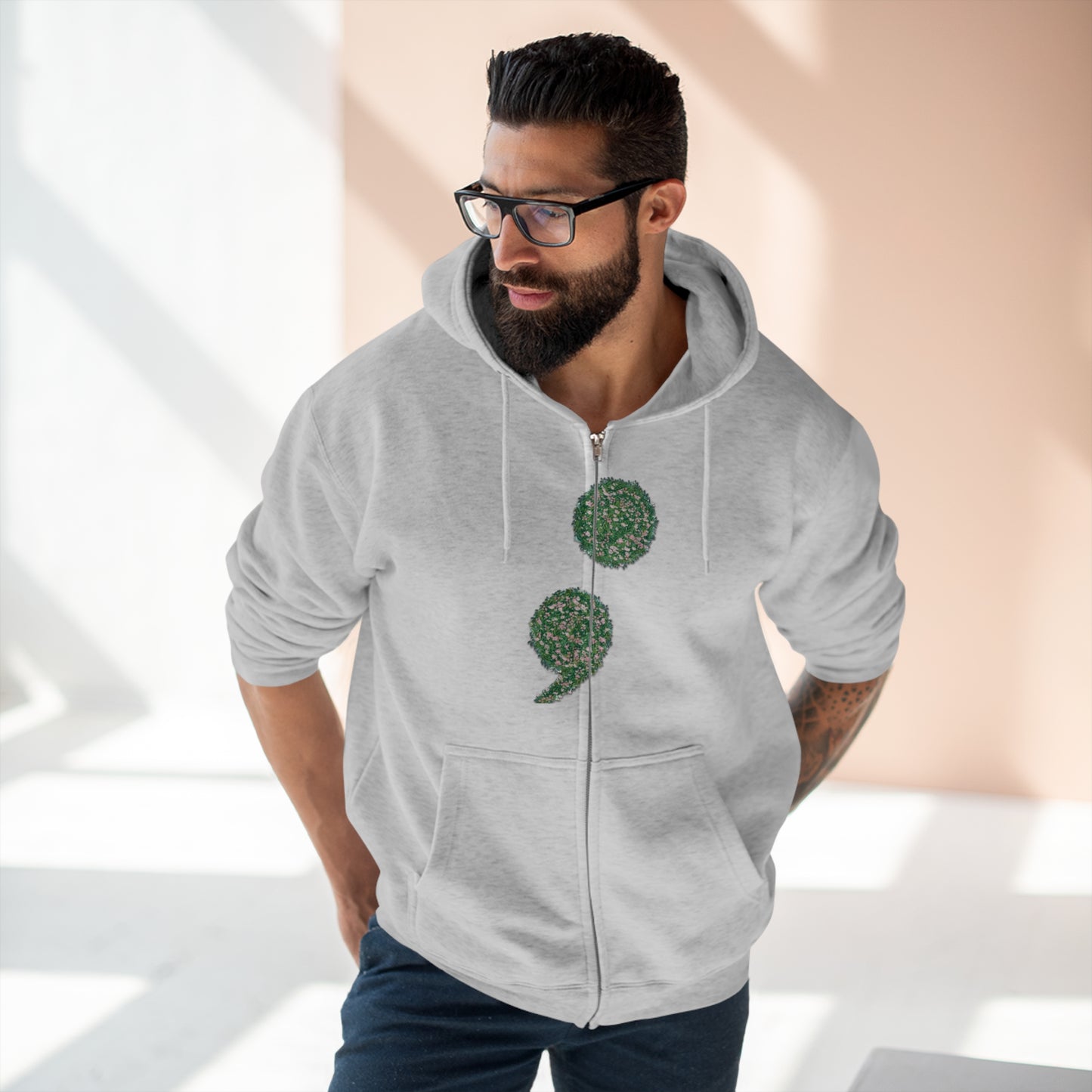 Flowers Semi-Colon Unisex Zip Hoodie