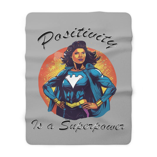 Positivity is a Superpower Female Superhero Sherpa Fleece Blanket