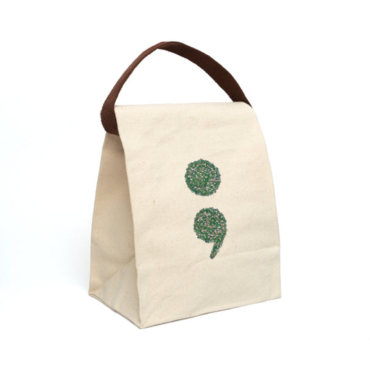 Flowers Semi-Colon Canvas Lunch Bag With Strap