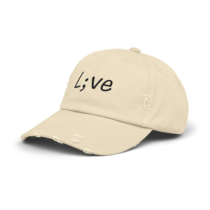 Semi-Colon L;ve Unisex Distressed Cap