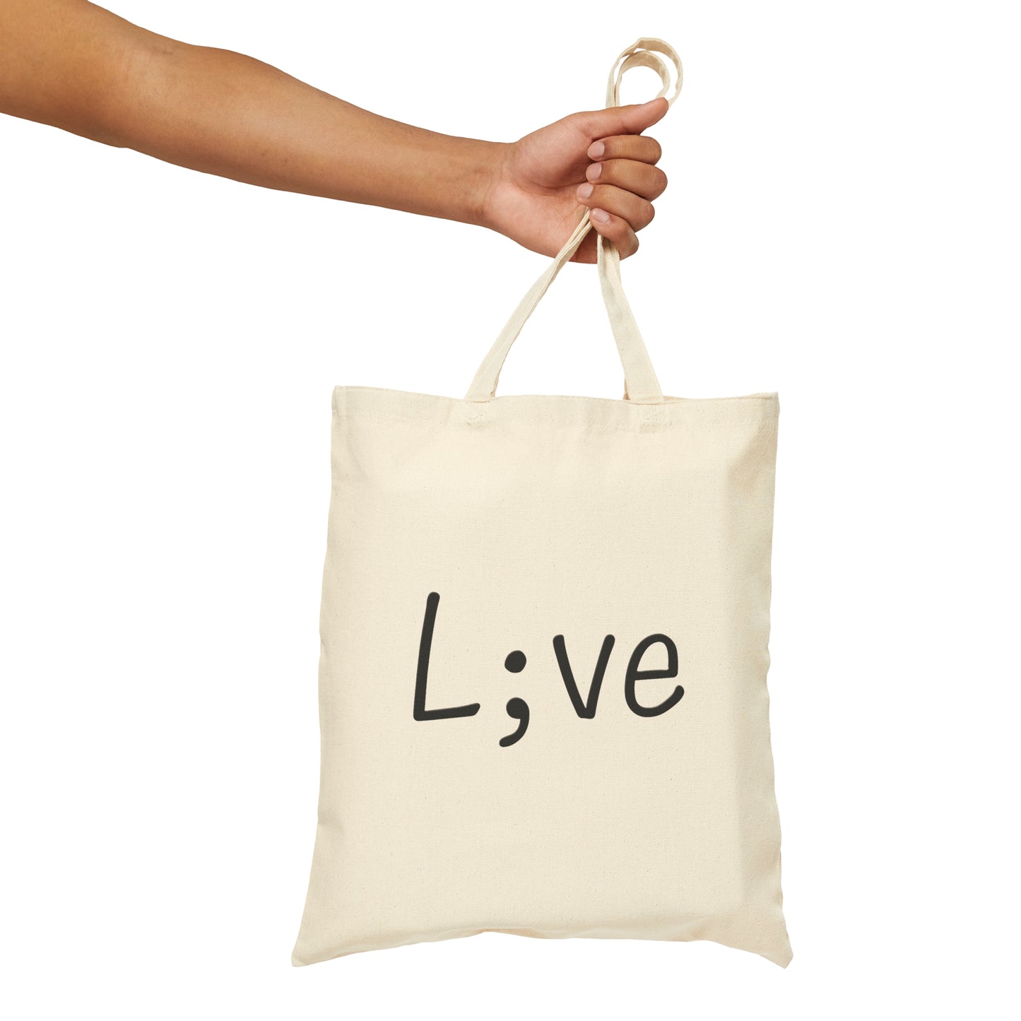 Semi-Colon L;ve Cotton Canvas Tote Bag