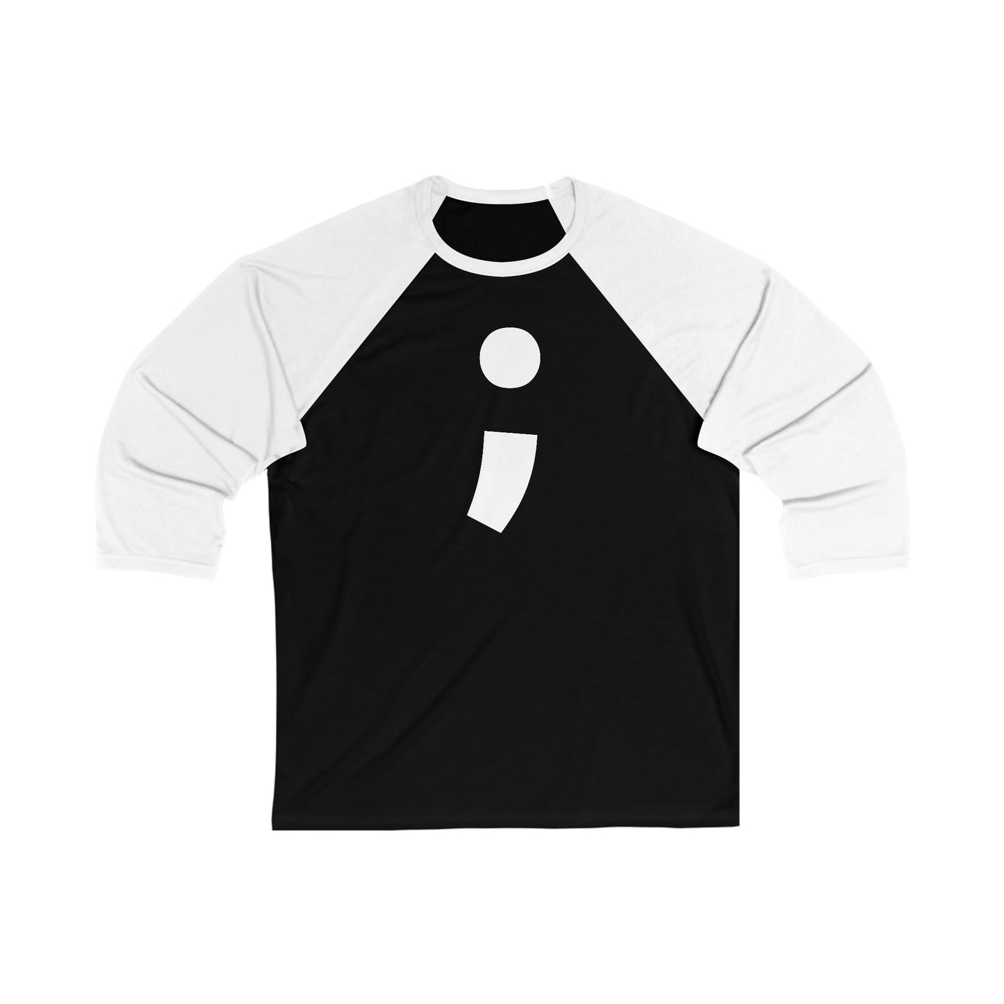 Semi-Colon ; Unisex 3\4 Sleeve Baseball Tee