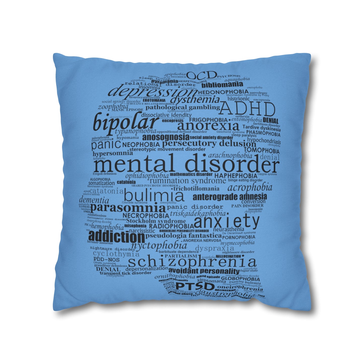 Mental Disorder Silhouette Spun Polyester Square Pillowcase