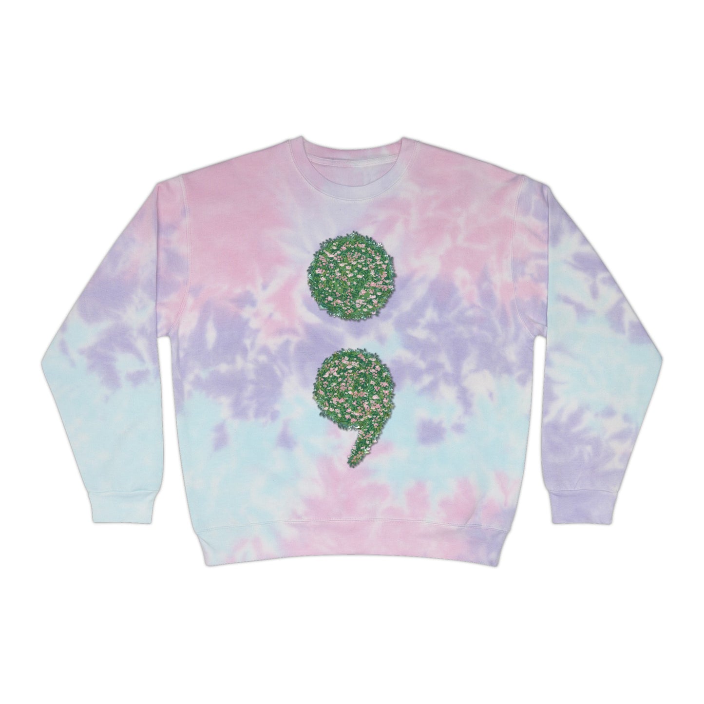 Flowers Semi-Colon Unisex Tie-Dye Sweatshirt