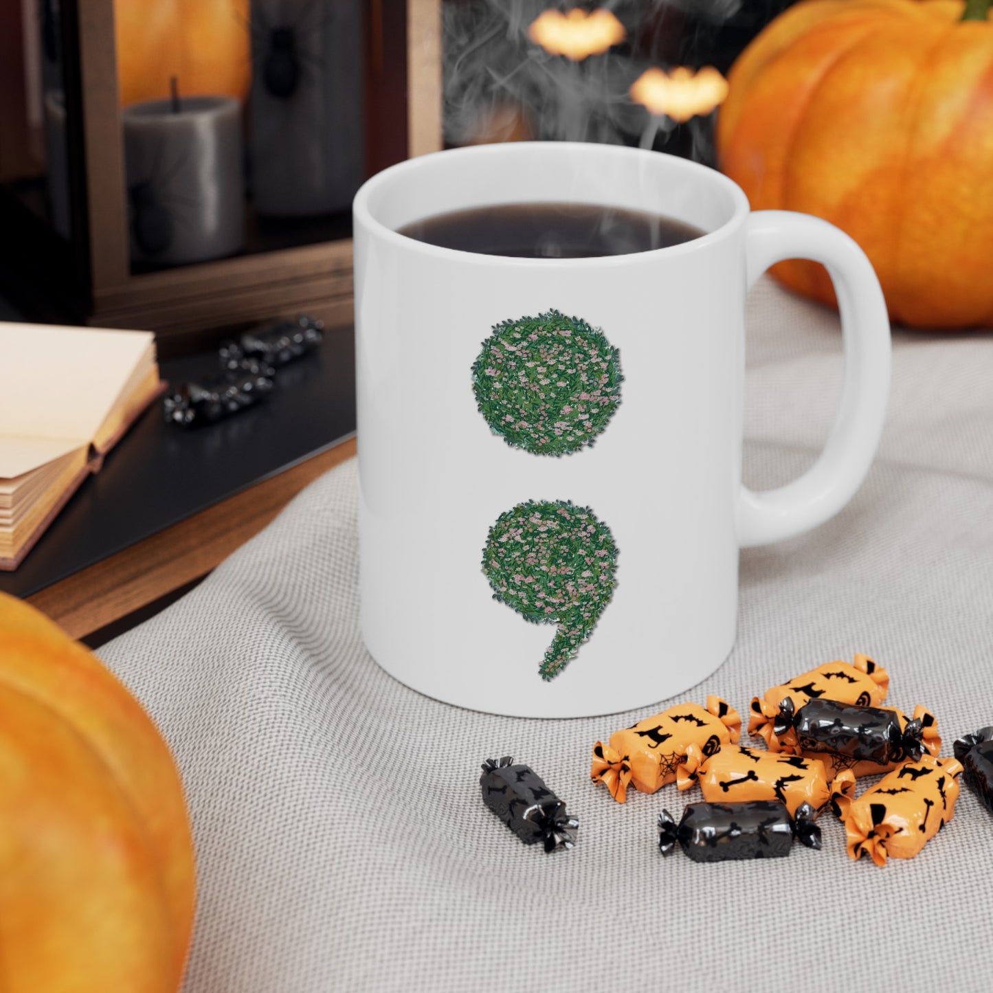 Flowers Semi-Colon 11oz Ceramic Mug