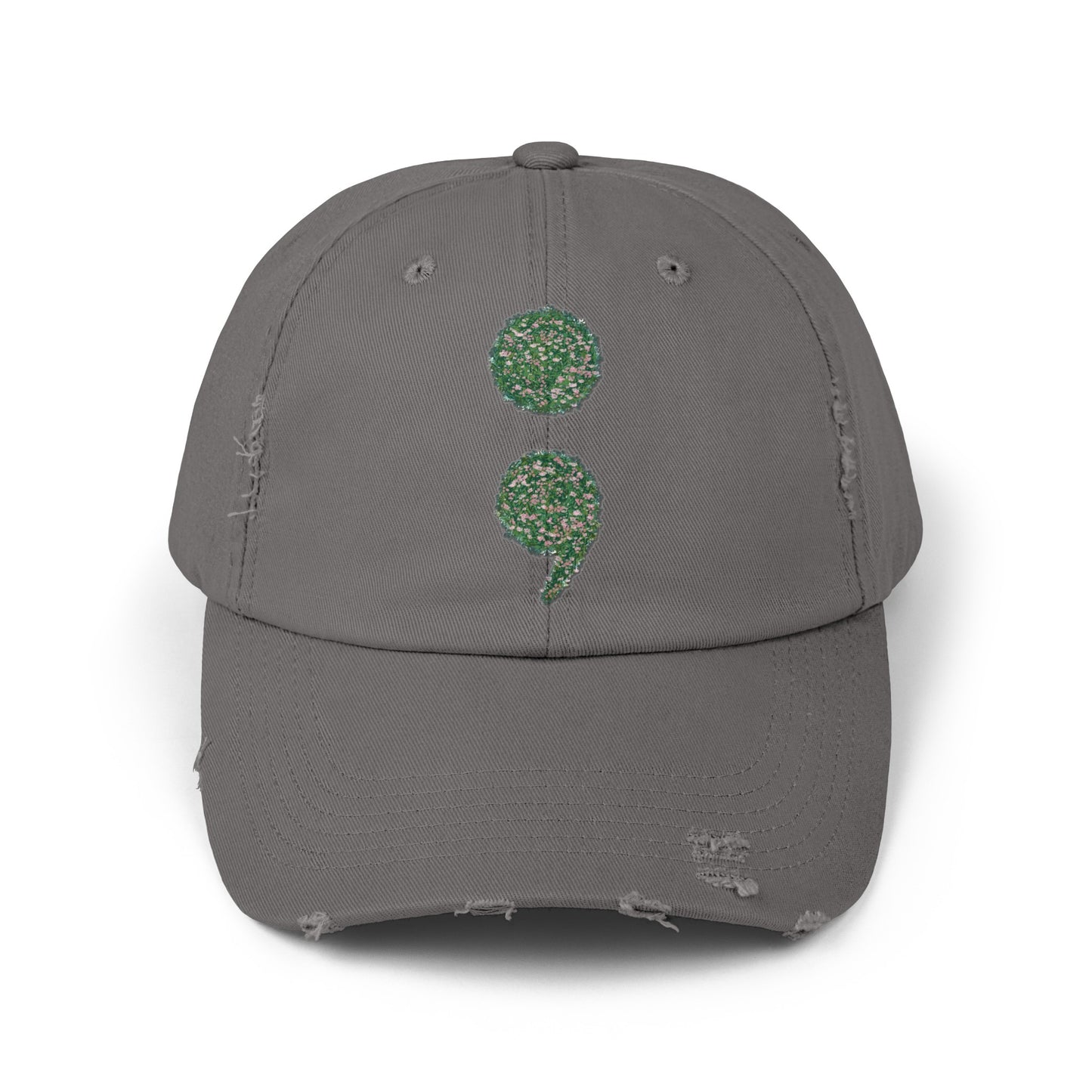 Flowers Semi-Colon Unisex Distressed Cap