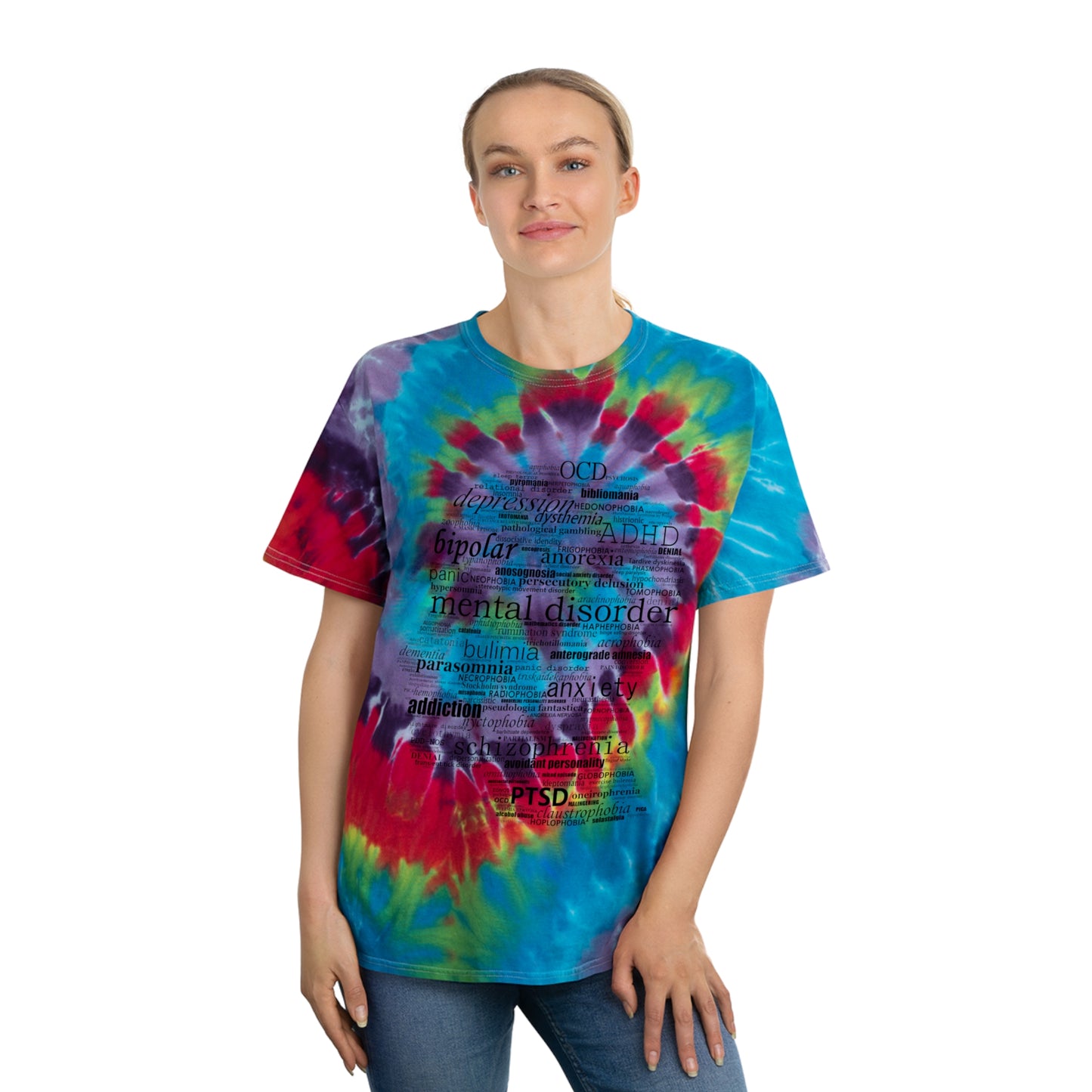 Mental Disorder Silhouette Tie-Dye Tee, Spiral