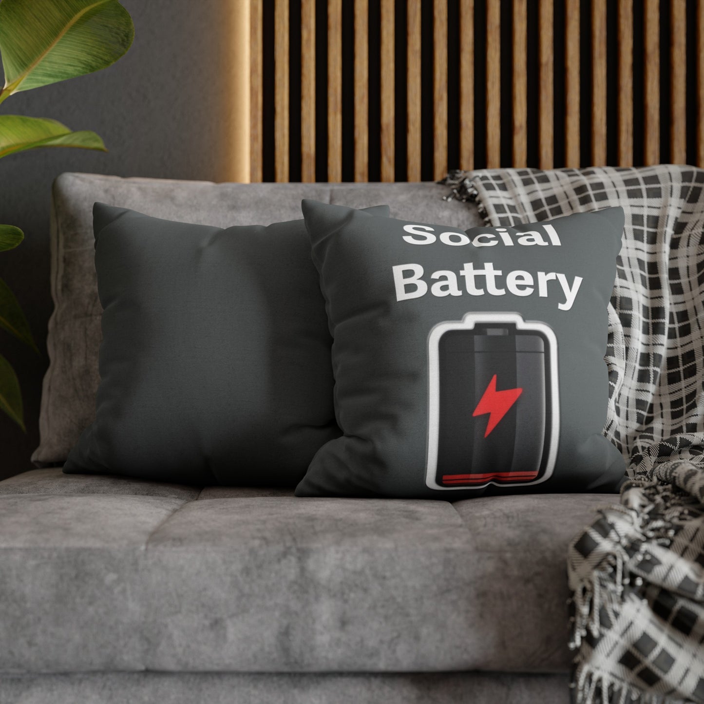 Social Battery Low Spun Polyester Square Pillowcase