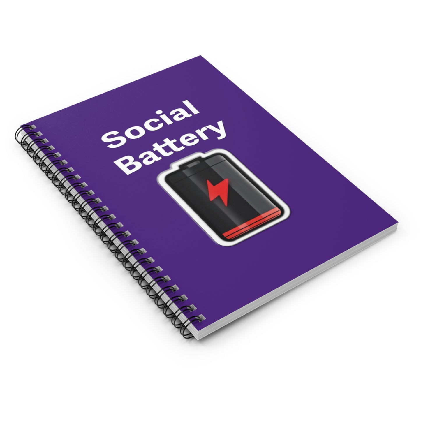 Social Battery Low Spiral Notebook - Ruled Line