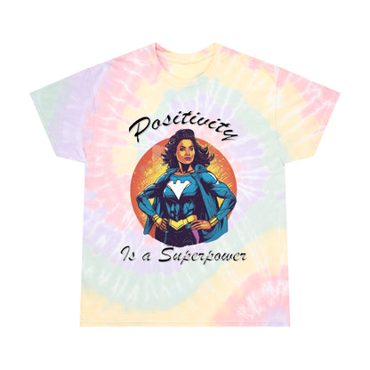 Positivity is a Superpower Female Superhero Tie-Dye Tee, Spiral