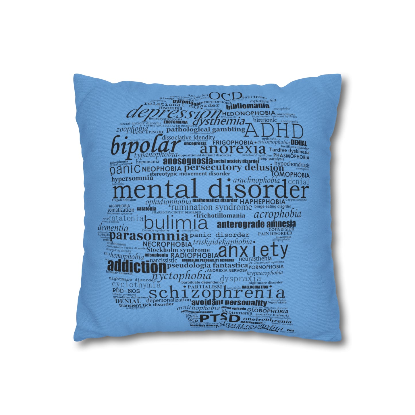 Mental Disorder Silhouette Spun Polyester Square Pillowcase