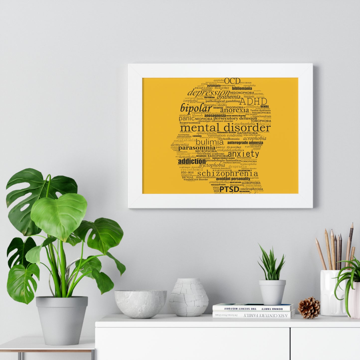 Mental Disorder Silhouette Framed Horizontal Poster