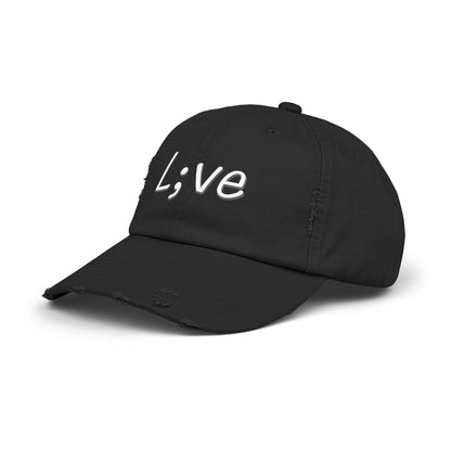 Semi-Colon L;ve Unisex Distressed Cap