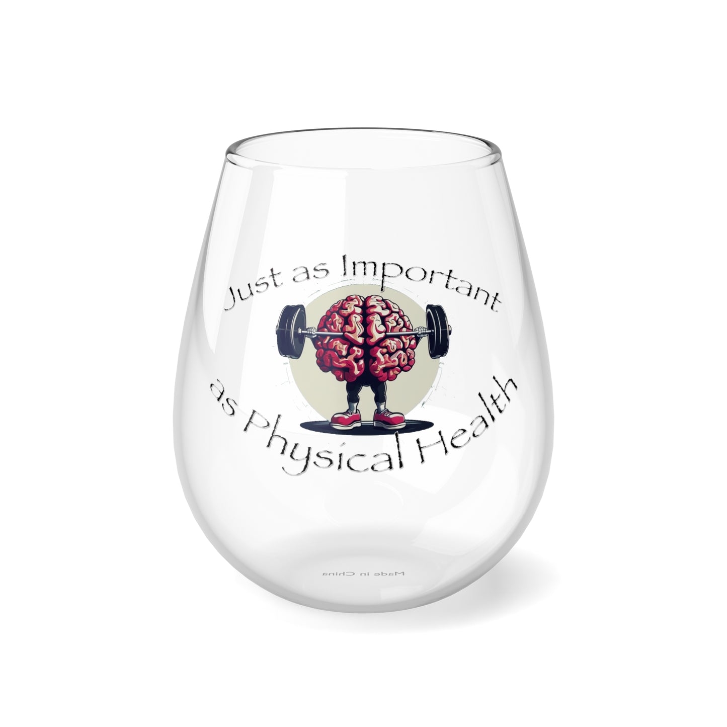 Mental Health Muscle 12oz Stemless Wine Glass