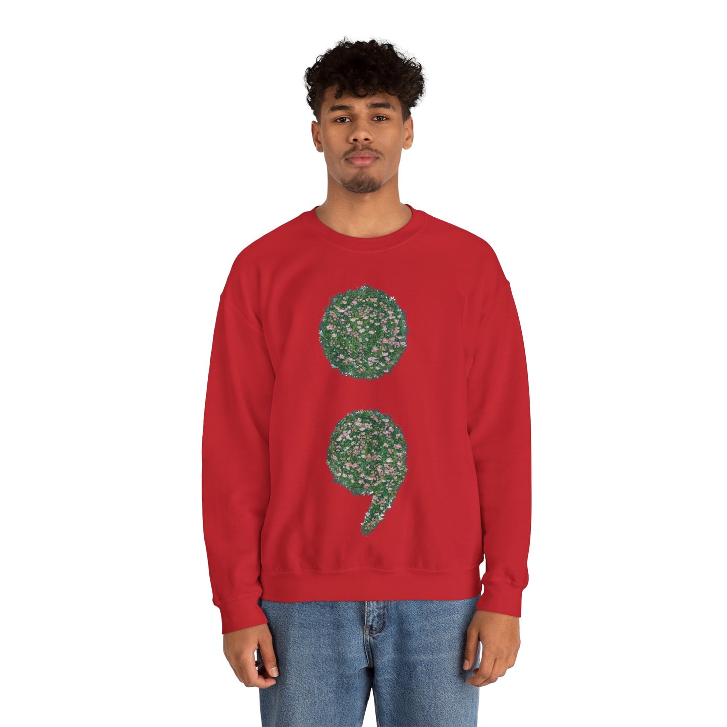 Flowers Semi-Colon Unisex Heavy Blend™ Crewneck Sweatshirt