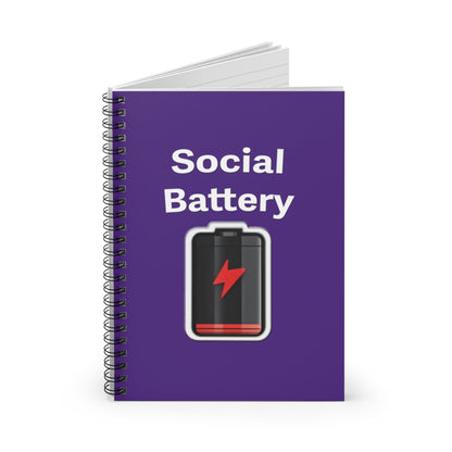 Social Battery Low Spiral Notebook - Ruled Line