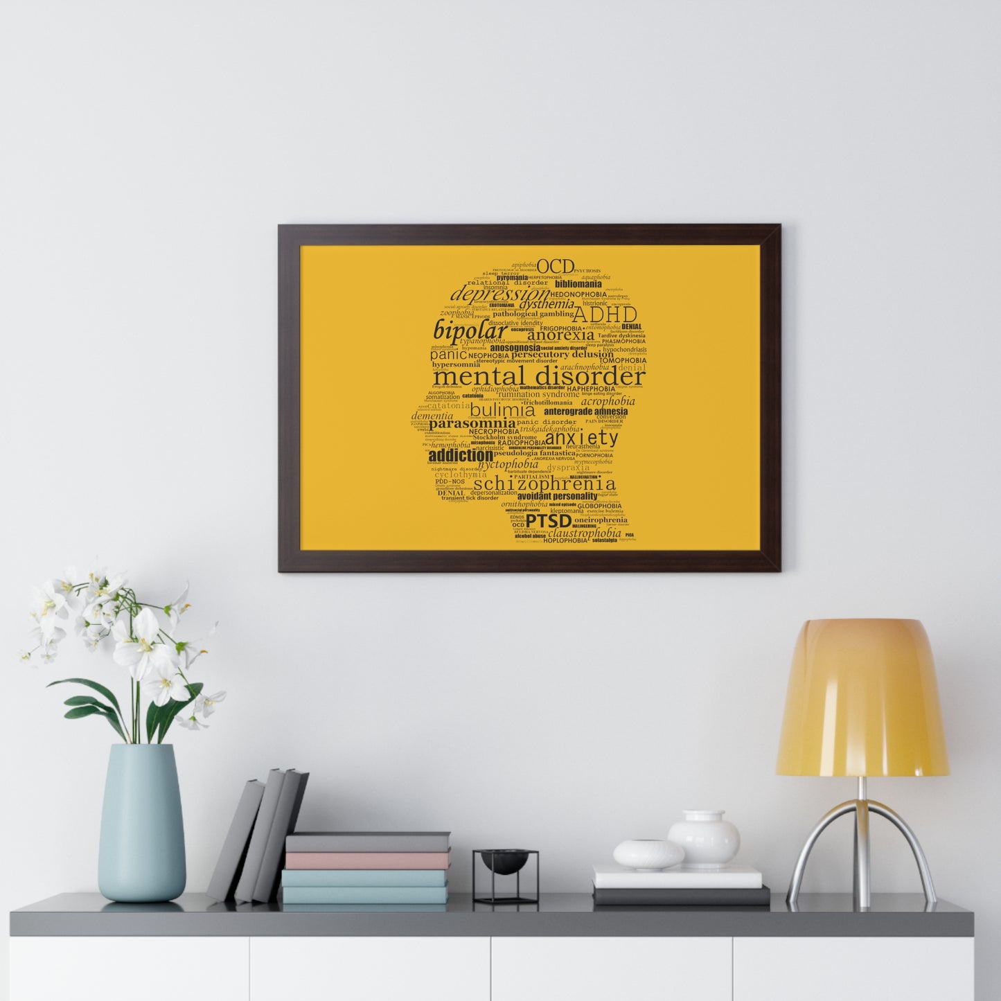 Mental Disorder Silhouette Framed Horizontal Poster