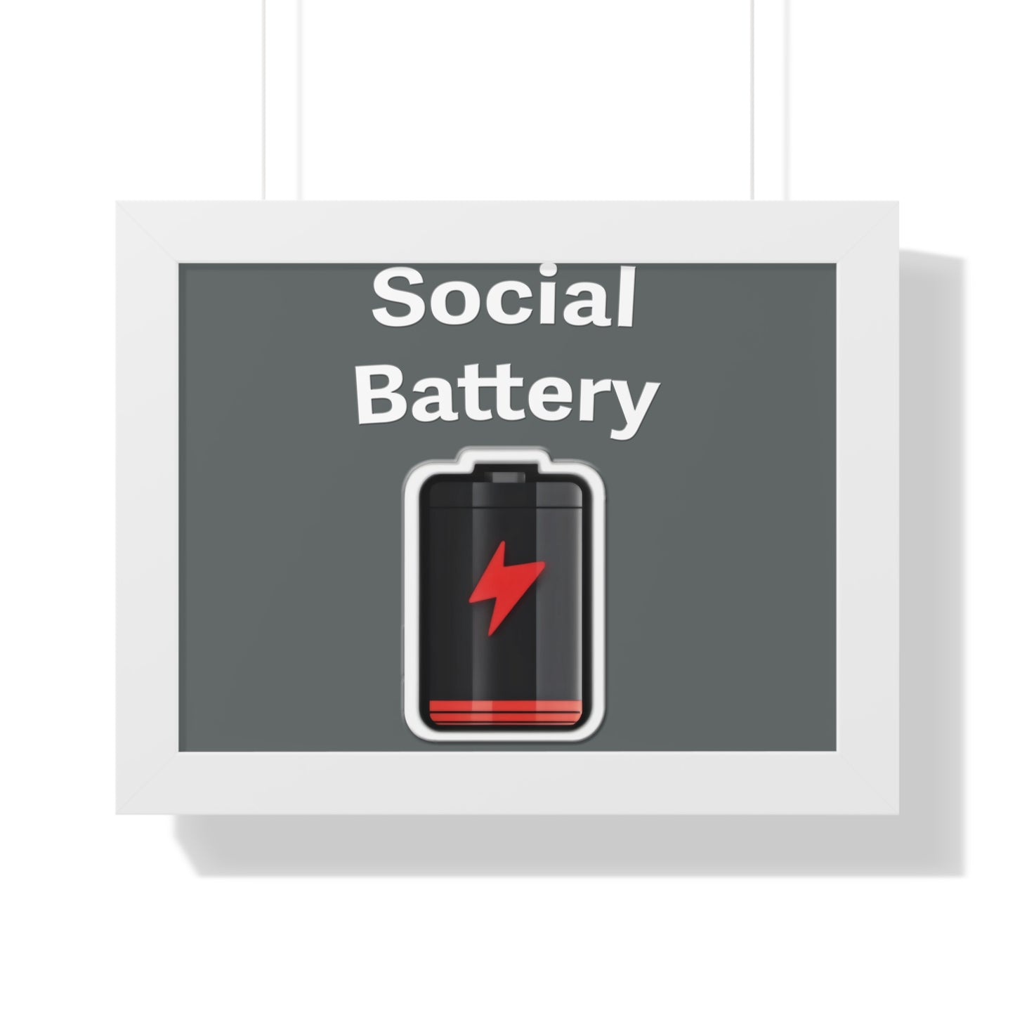 Social Battery Low Framed Horizontal Poster