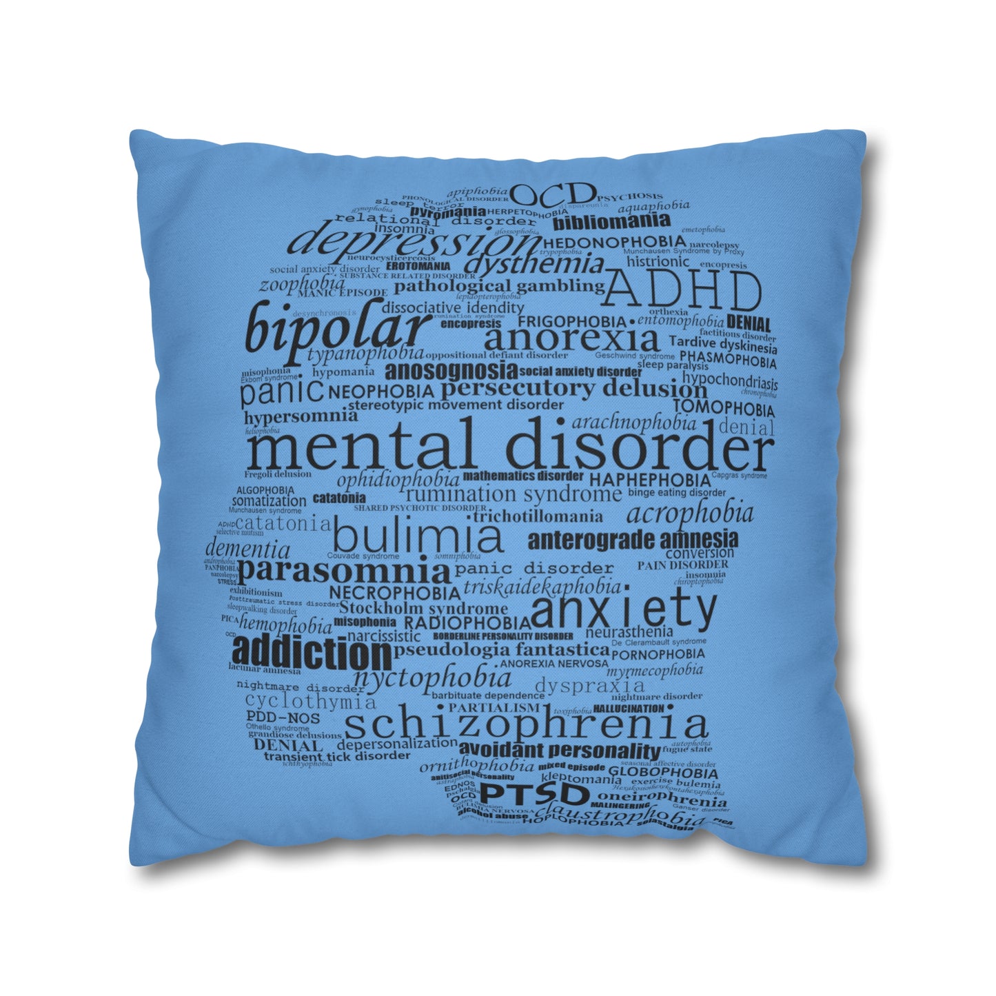 Mental Disorder Silhouette Spun Polyester Square Pillowcase