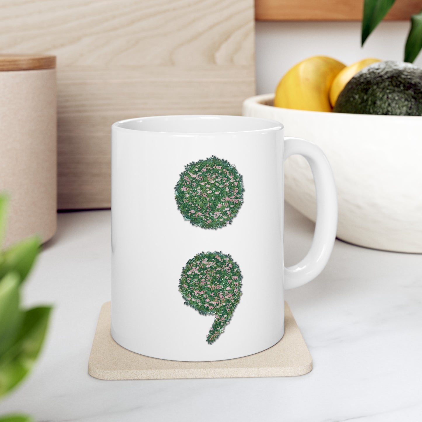 Flowers Semi-Colon 11oz Ceramic Mug