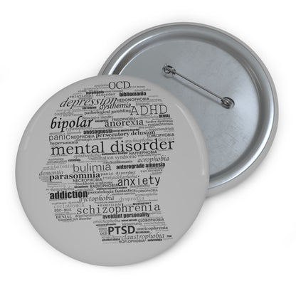 Mental Disorder Silhouette Custom Pin Buttons