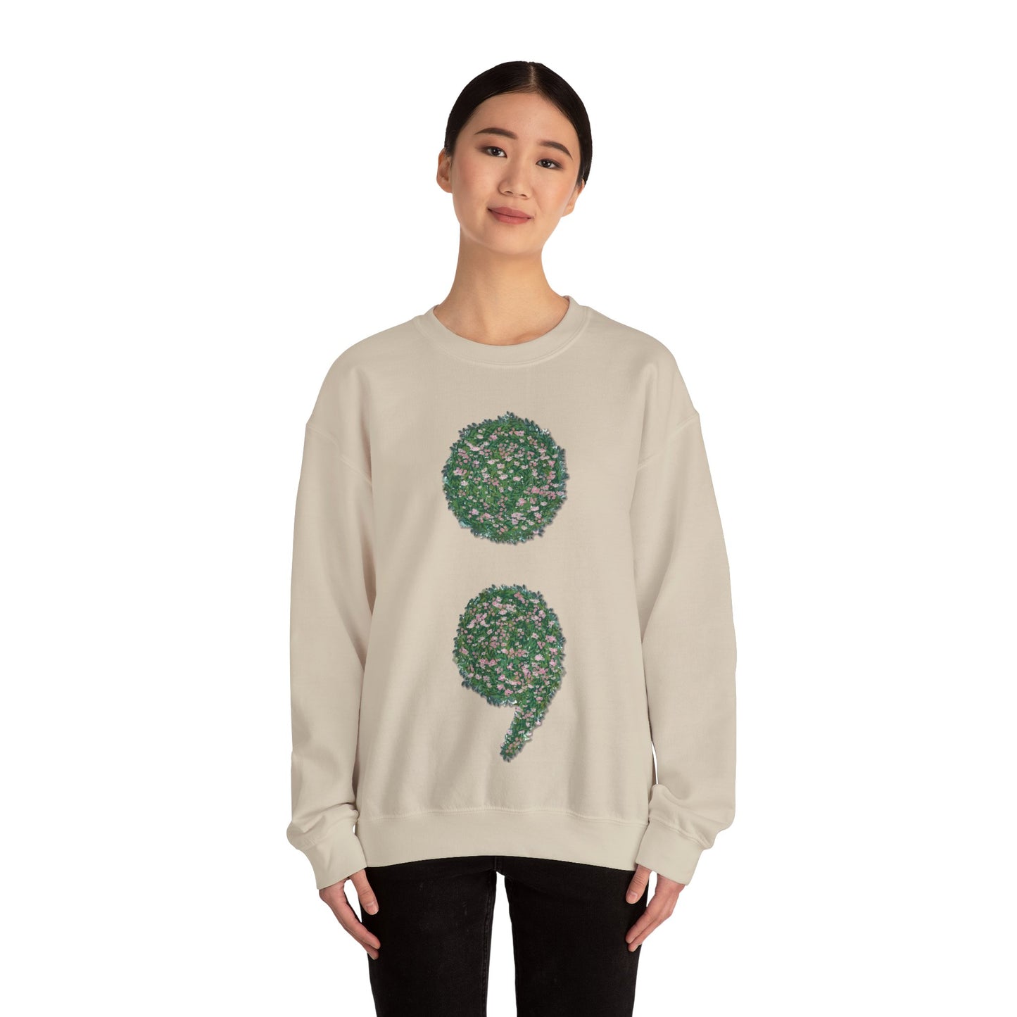 Flowers Semi-Colon Unisex Heavy Blend™ Crewneck Sweatshirt