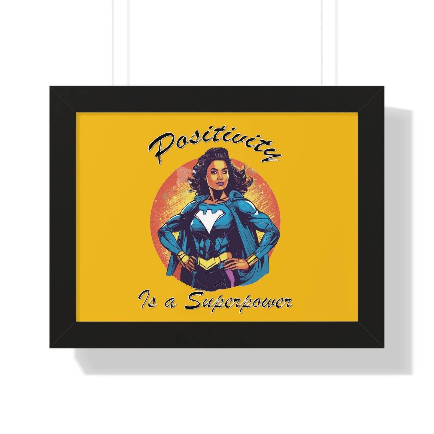 Positivity is a Superpower Female Superhero Framed Horizontal Poster