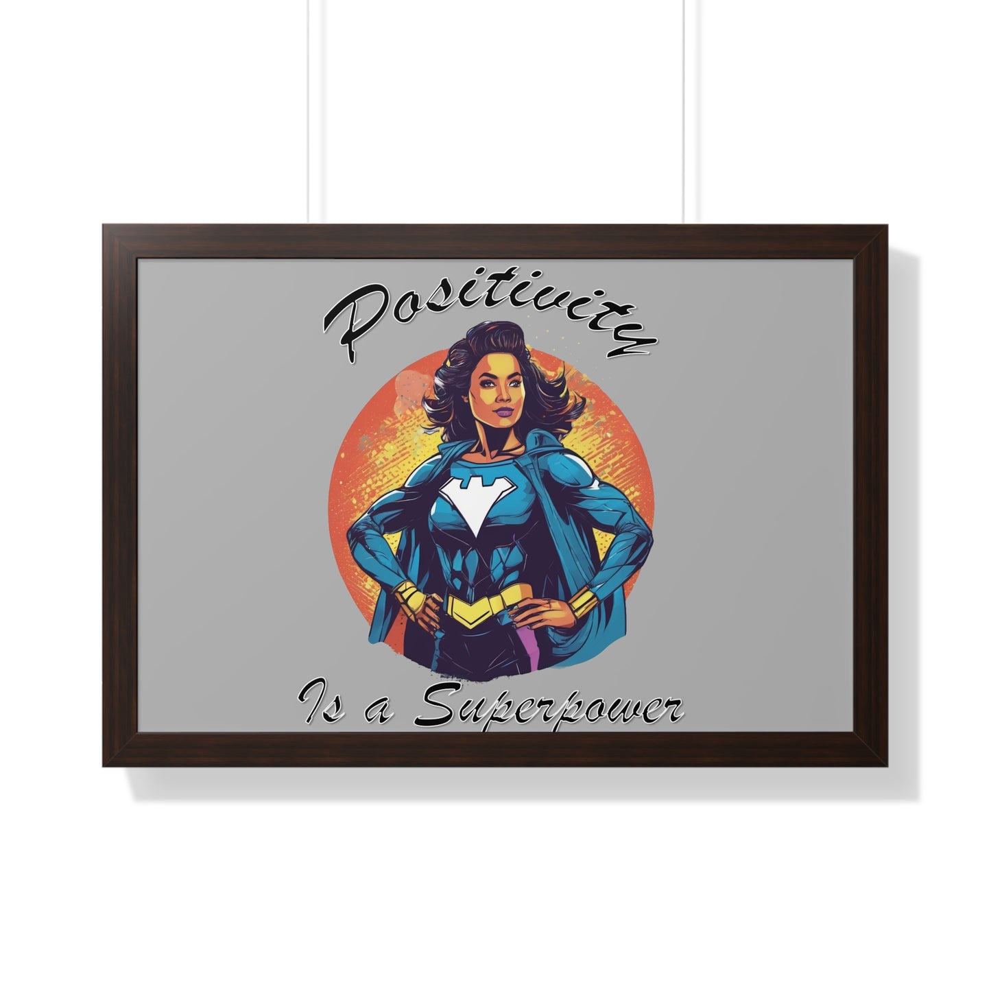 Positivity is a Superpower Female Superhero Framed Horizontal Poster