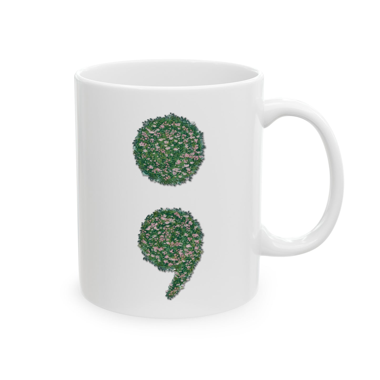 Flowers Semi-Colon 11oz Ceramic Mug