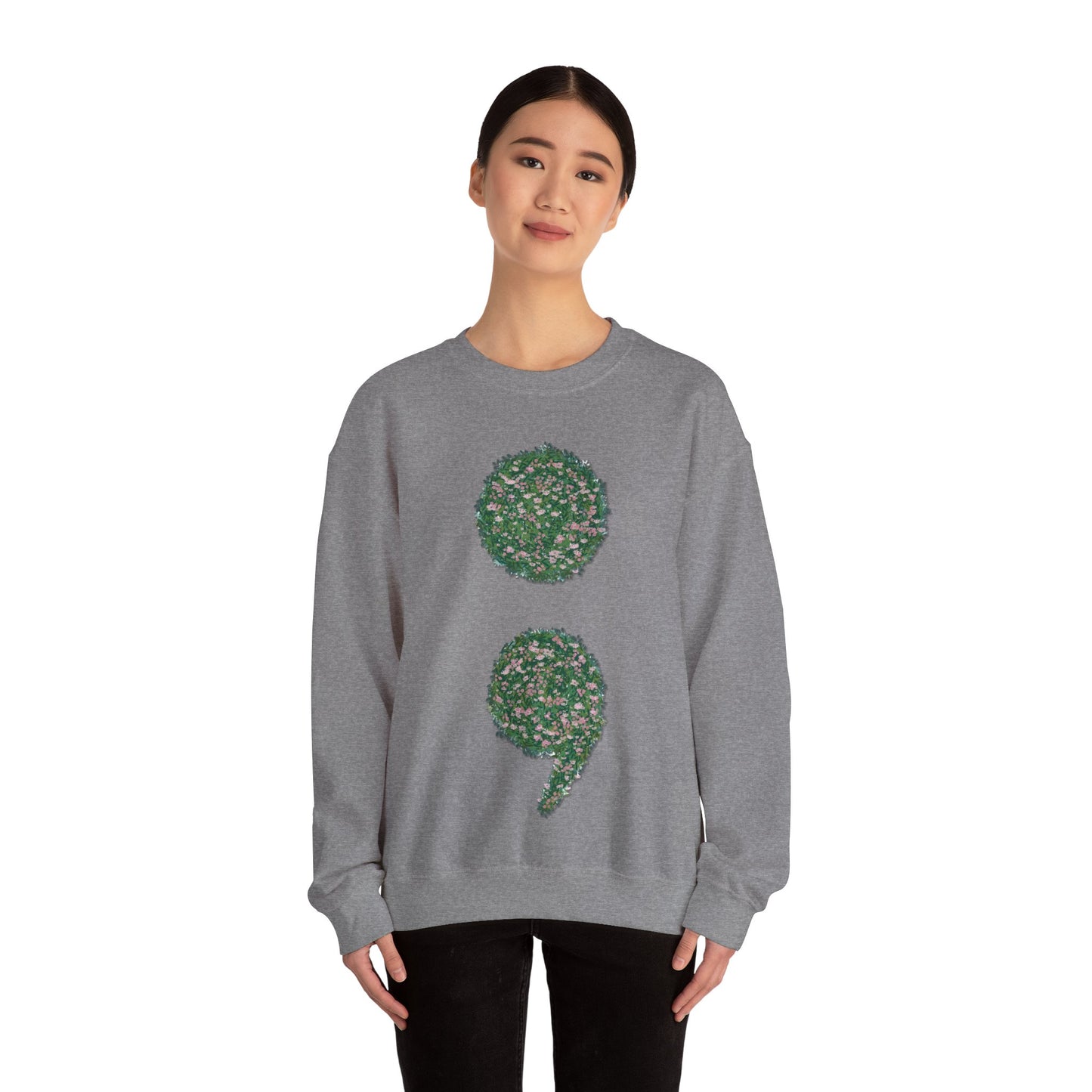 Flowers Semi-Colon Unisex Heavy Blend™ Crewneck Sweatshirt