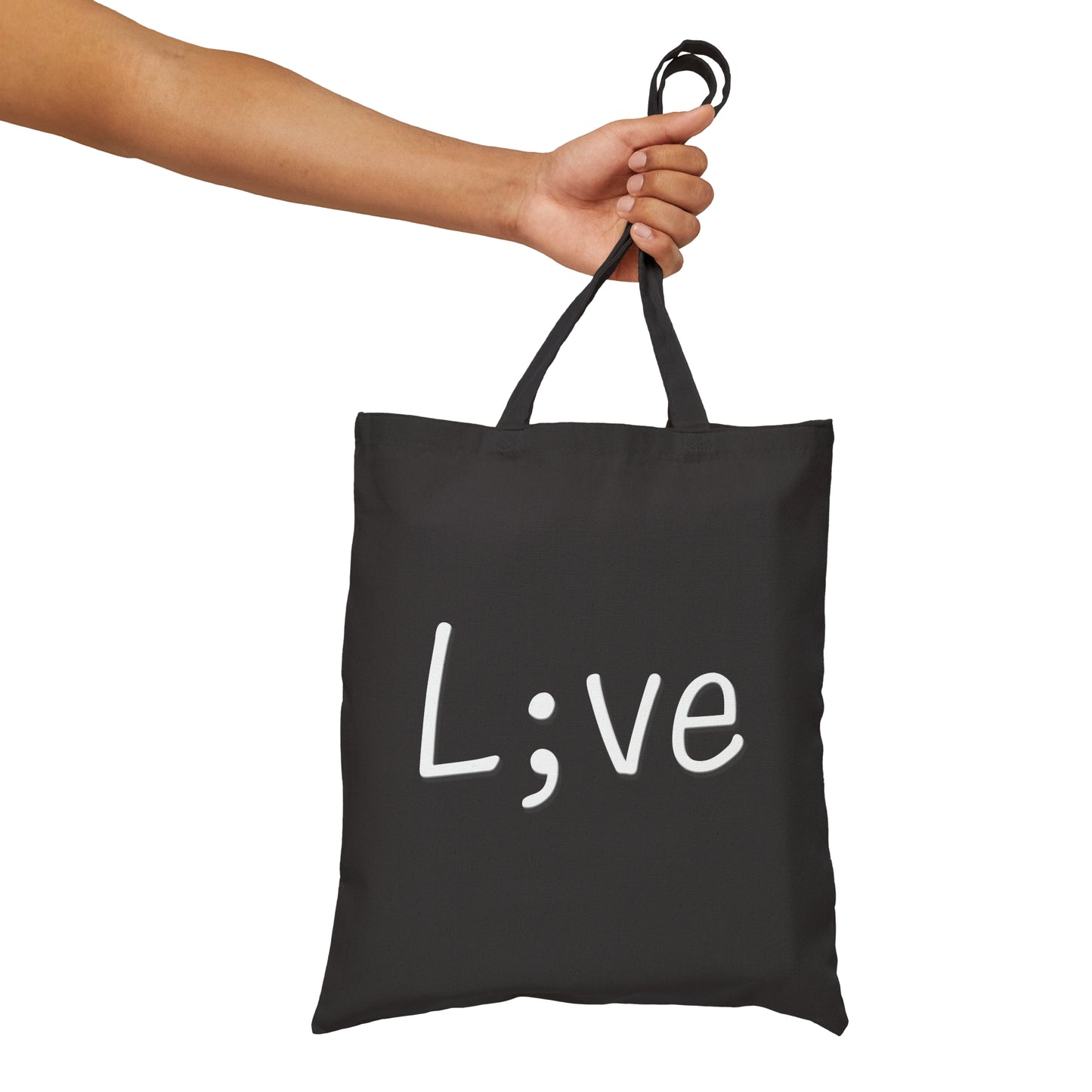 Semi-Colon L;ve Cotton Canvas Tote Bag