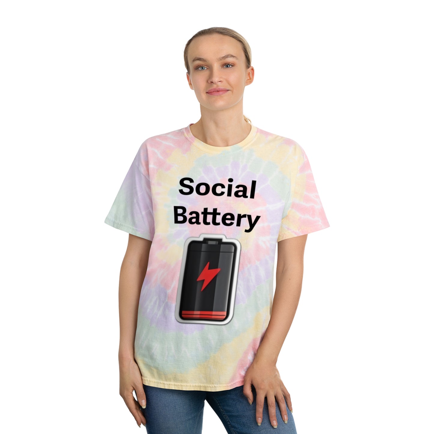 Social Battery Low Tie-Dye Tee, Spiral