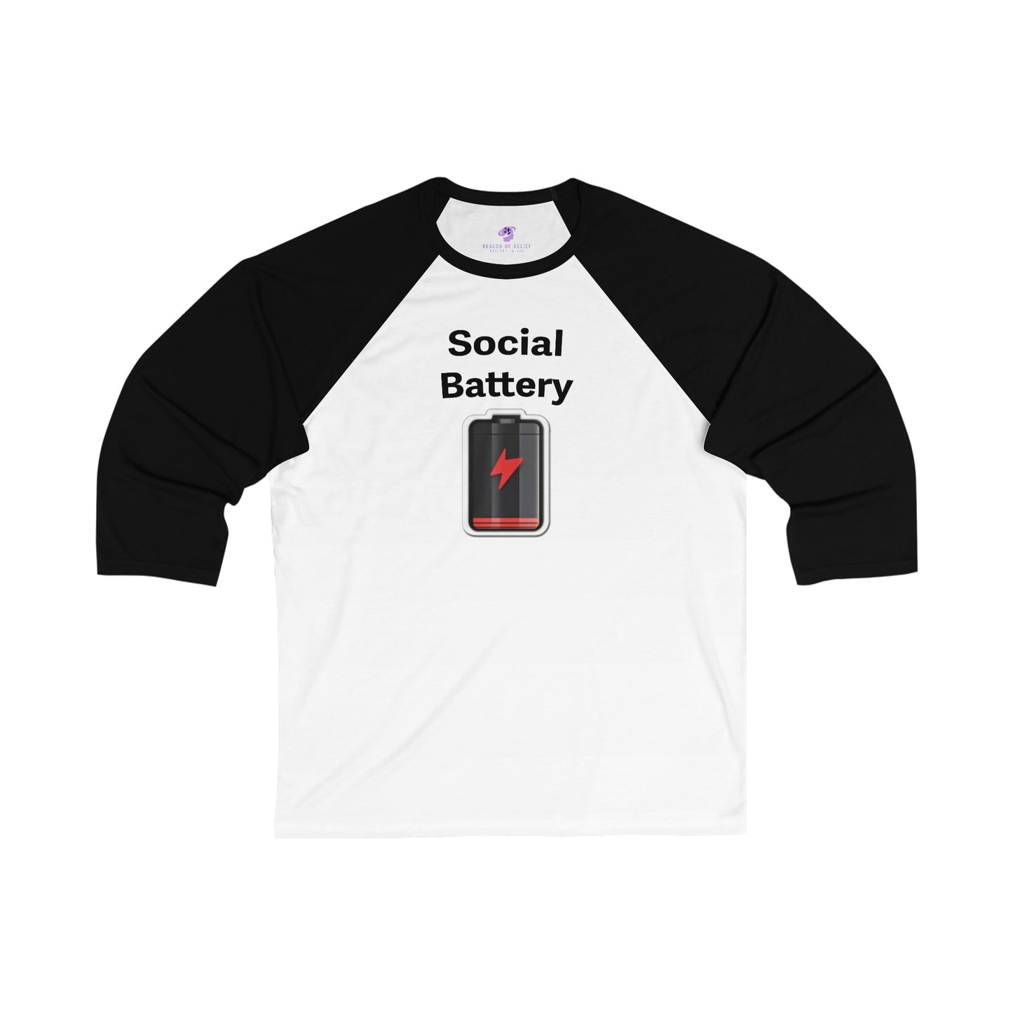 Social Battery Low Unisex 3\4 Sleeve Baseball Tee