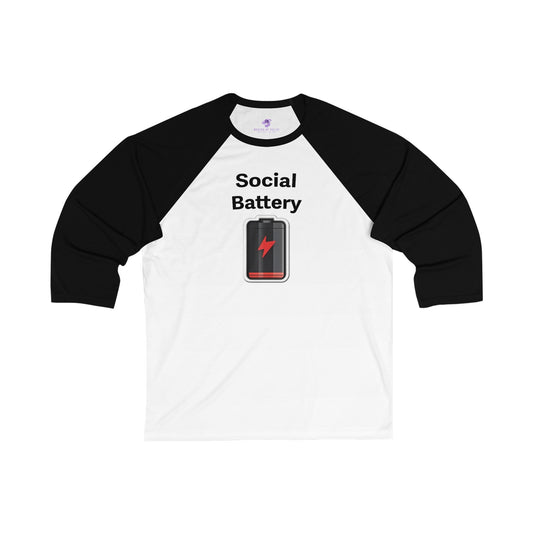 Social Battery Low Unisex 3\4 Sleeve Baseball Tee