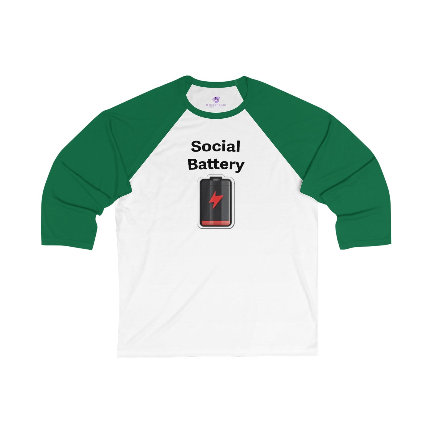 Social Battery Low Unisex 3\4 Sleeve Baseball Tee