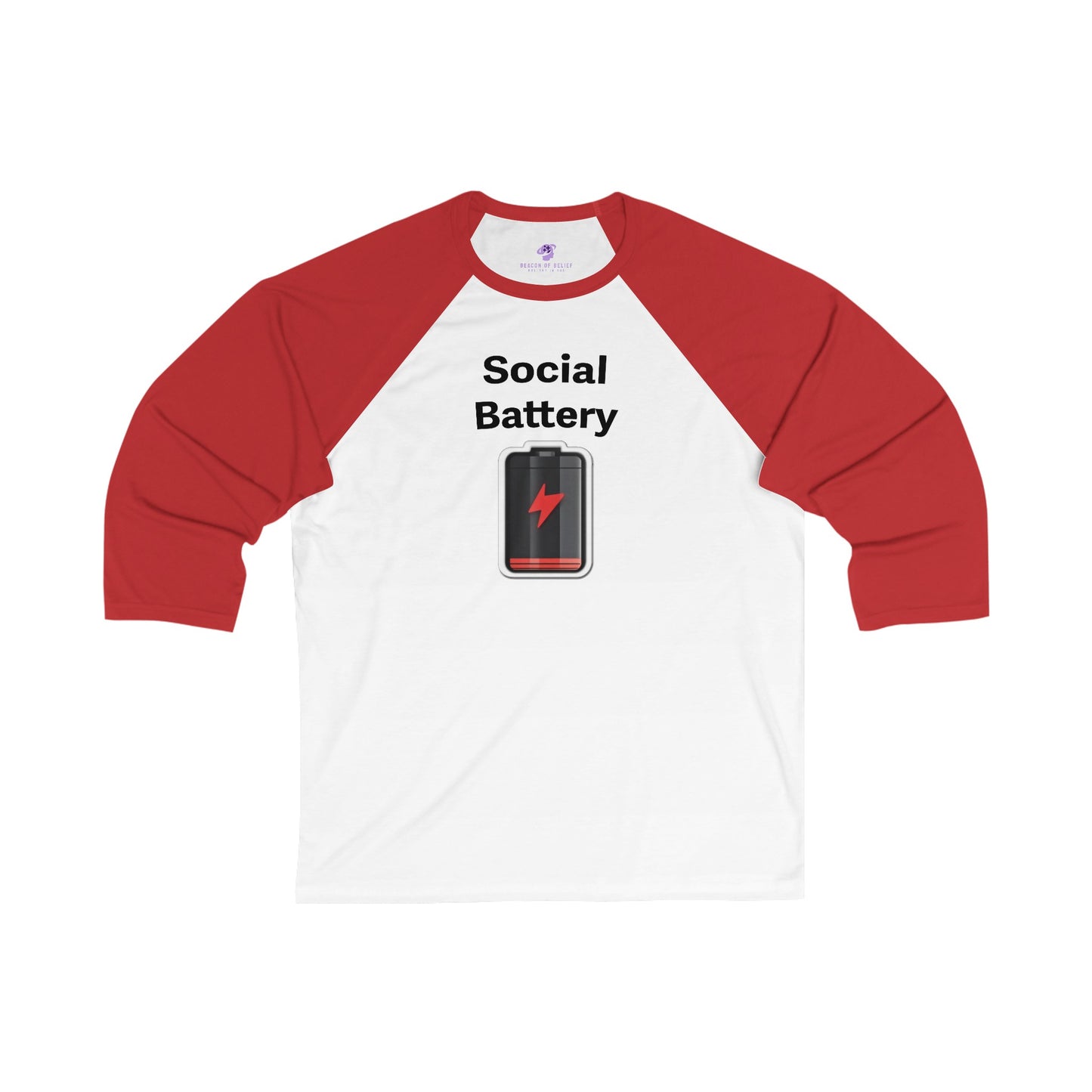 Social Battery Low Unisex 3\4 Sleeve Baseball Tee