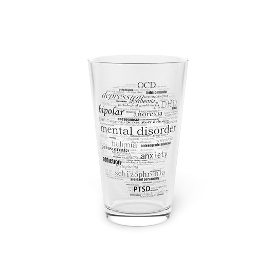 Mental Disorder Silhouette 16oz Pint Glass