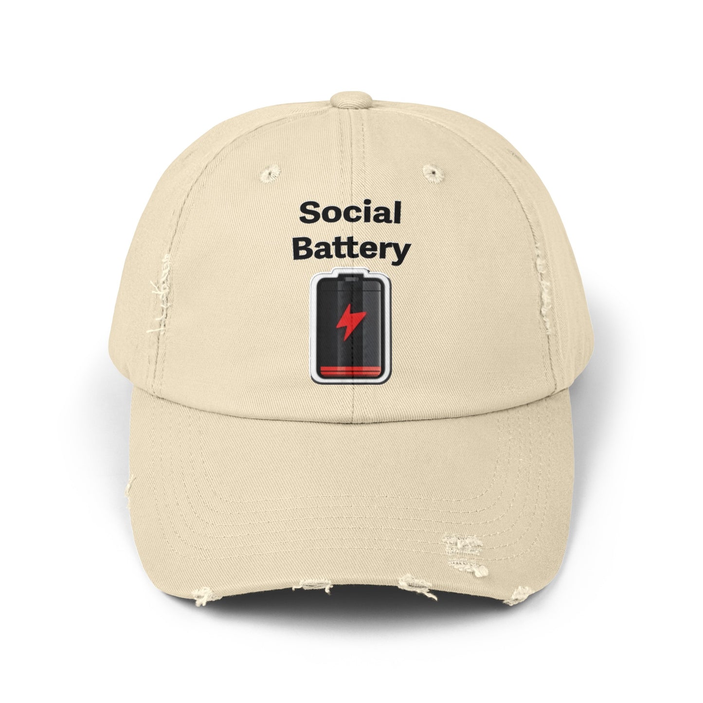 Social Battery Low Unisex Distressed Cap