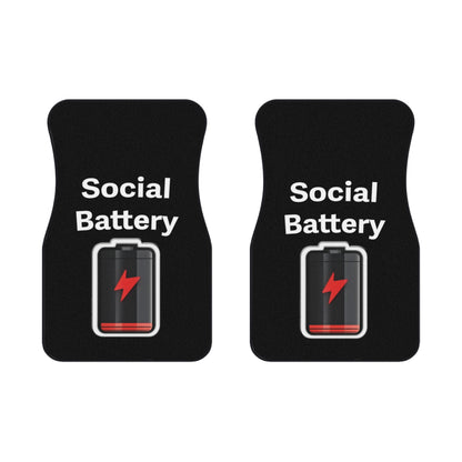 Social Battery Low Car Mats (2x Front)