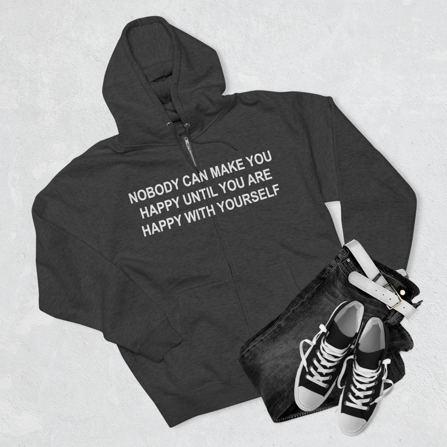 Happy with Yourself Unisex Zip Hoodie