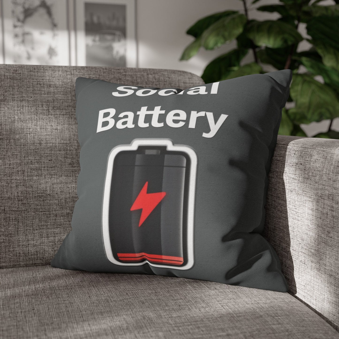 Social Battery Low Spun Polyester Square Pillowcase