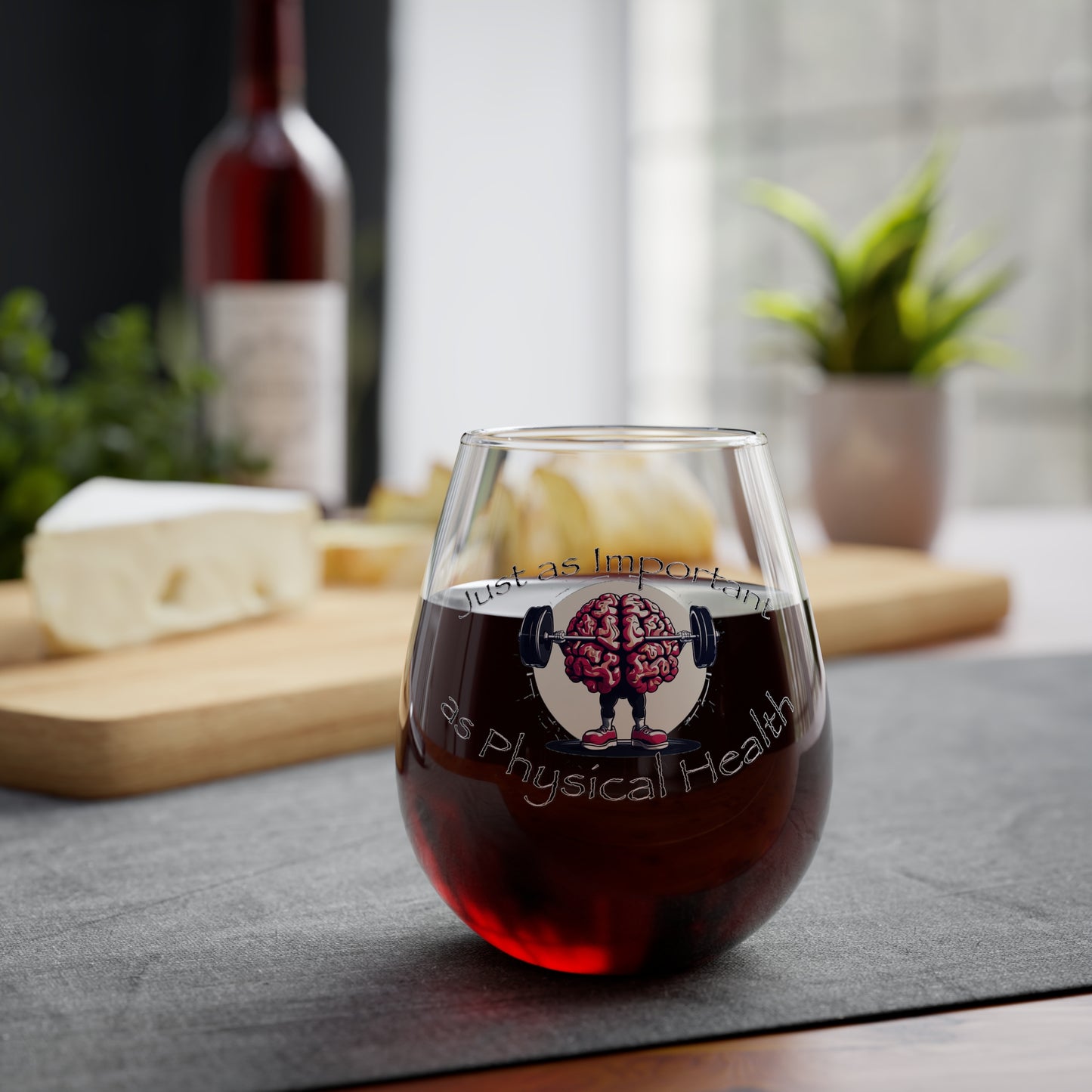 Mental Health Muscle 12oz Stemless Wine Glass