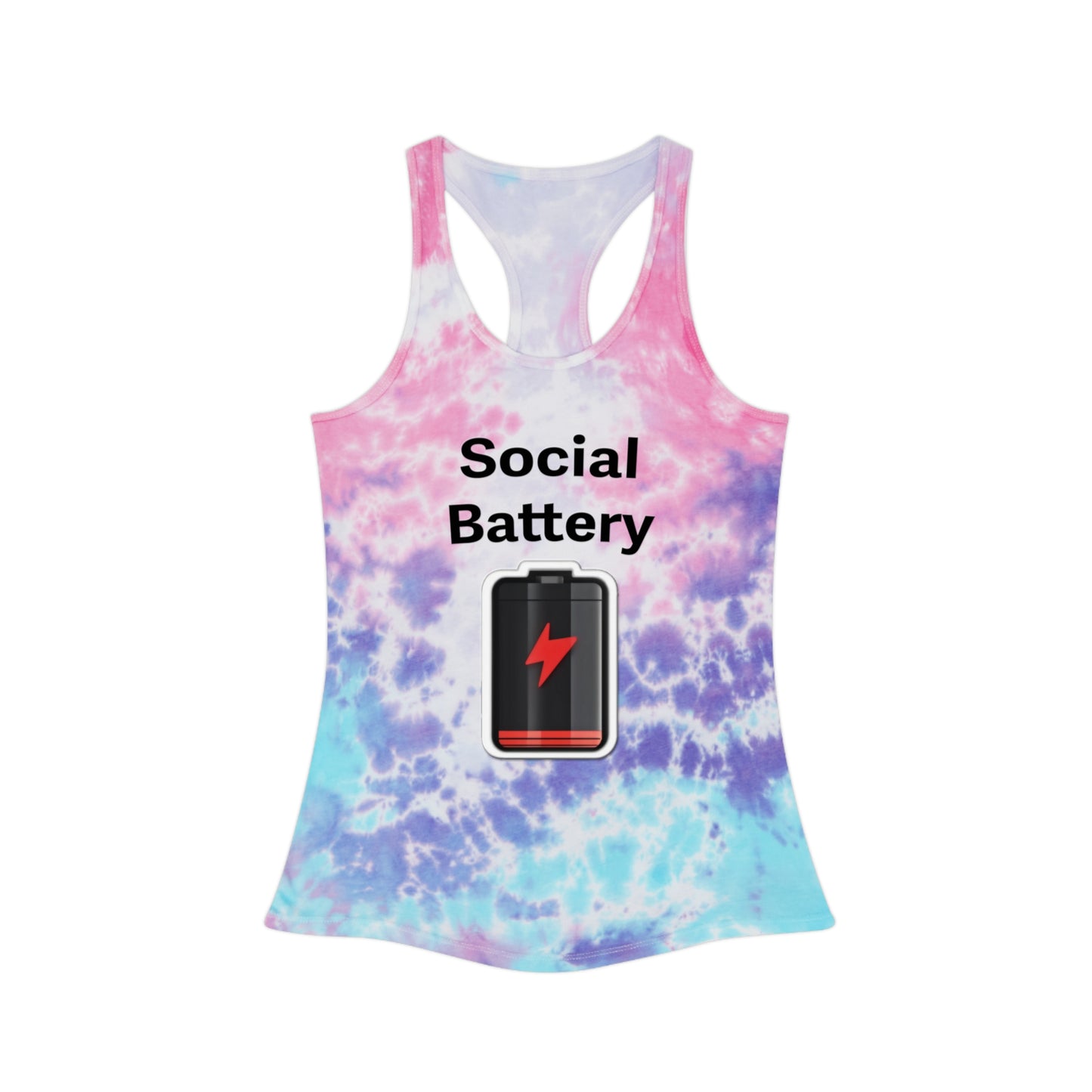 Social Battery Low Tie Dye Racerback Tank Top